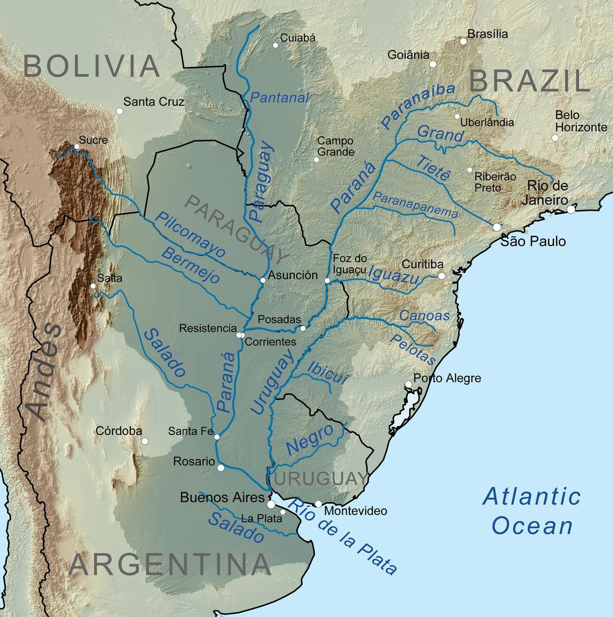 Paraguay mapa ibaiaren