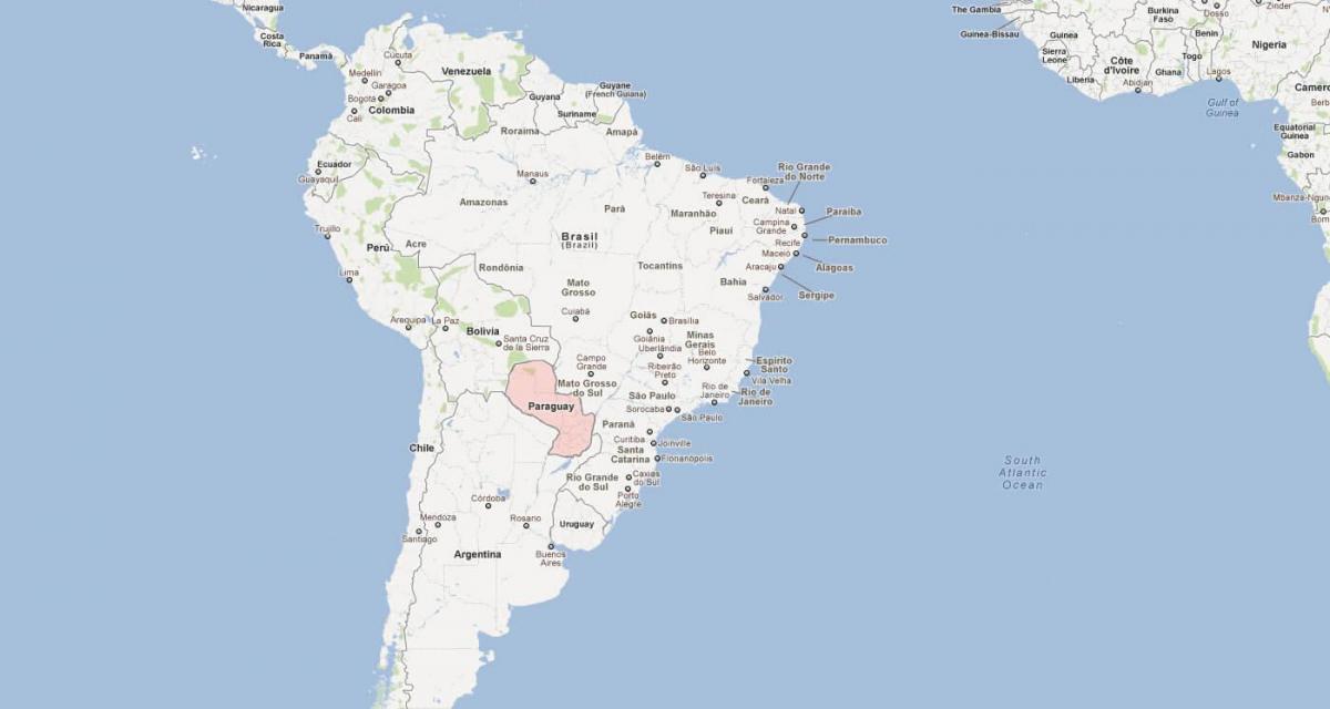 Paraguay mapa hego amerikan